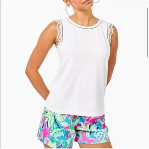 LILLY PULITZER white eyelet trim Agee top XL